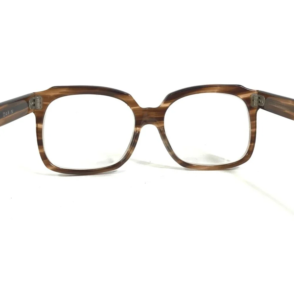 Vintage Darin Eyeglasses Frames Striped Brown Horn Square Thick Rim 51-18-135